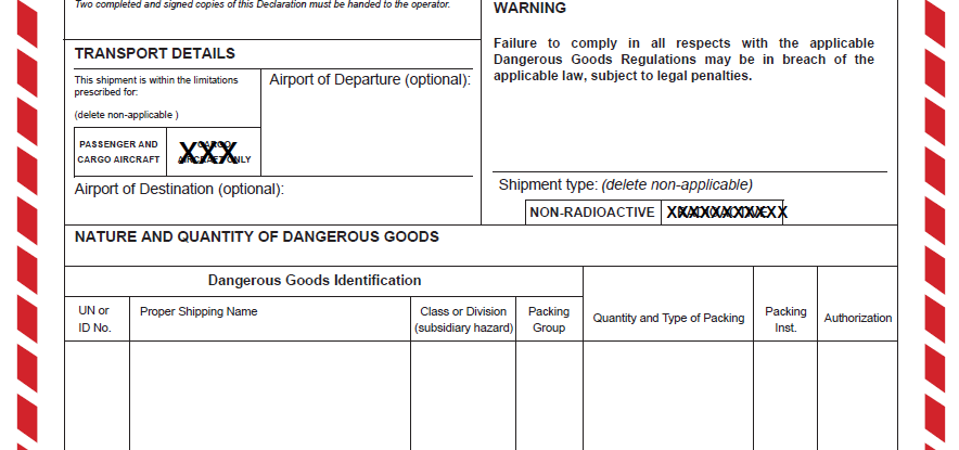 IATA Shippers Declaration